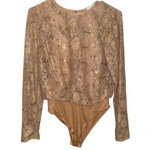 Eri+ali sequins lace bodysuit